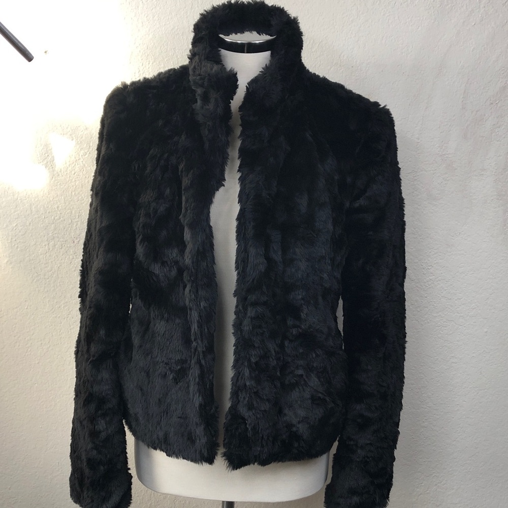 Vintage Worthington Black Faux Fur Jacket Medium